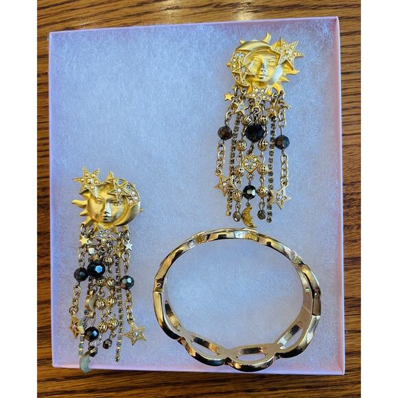 VINTAGE Celestial KIRKS FOLLEY earrings sun moon star dangle with BRACLET READ - Picture 16 of 16